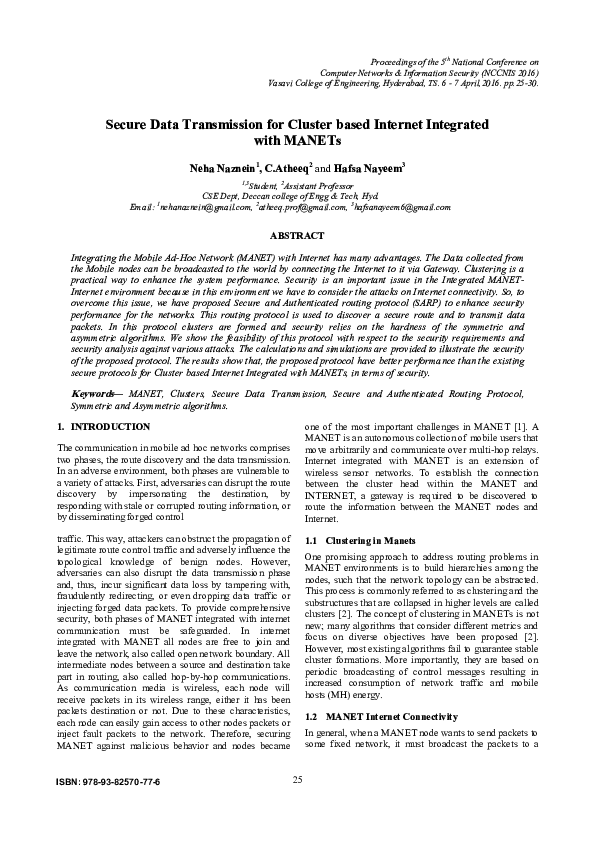 (PDF) Secure Data Transmission for Cluster based Internet Integrated ...