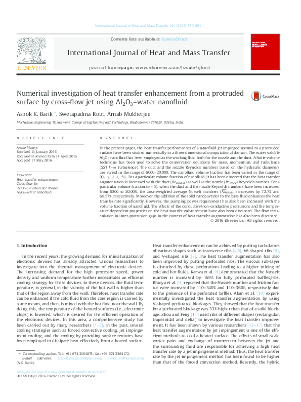 (PDF) Numerical investigation of heat transfer enhancement from a ...