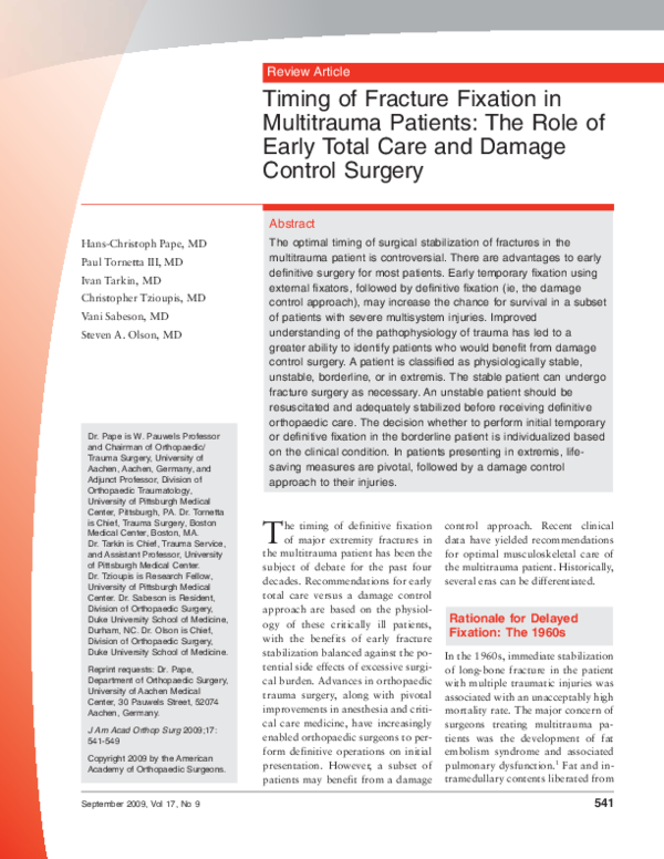 (PDF) Timing of fracture fixation in multitrauma patients the role of