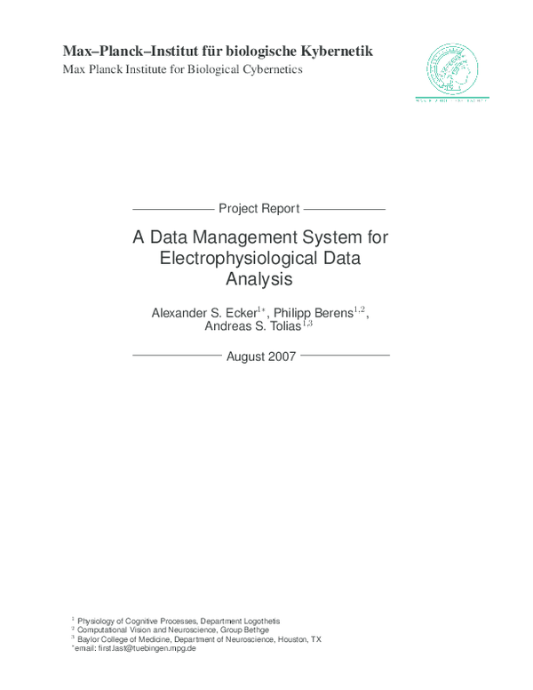 (PDF) A data management system for electrophysiological data analysis
