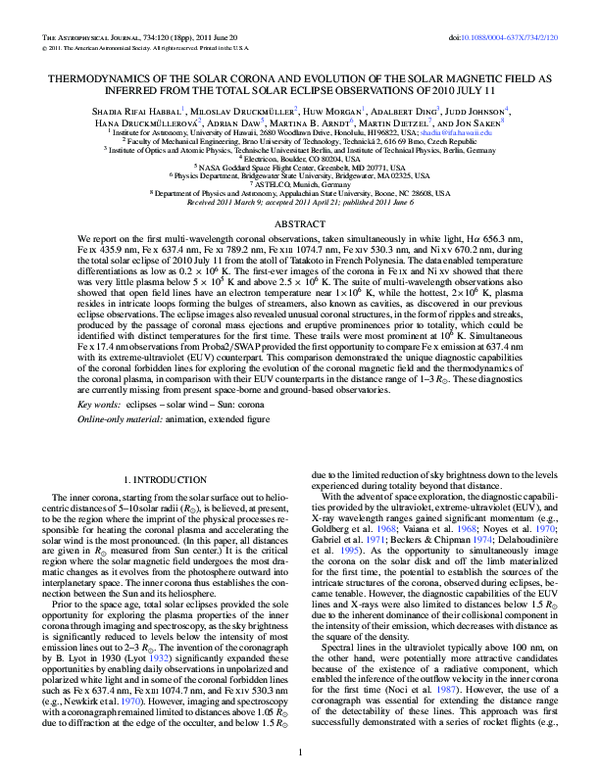 (PDF) THERMODYNAMICS OF THE SOLAR CORONA AND EVOLUTION OF THE SOLAR ...