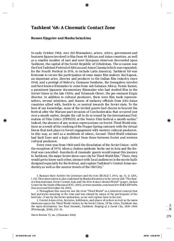 Tashkent '68: A Cinematic Contact Zone