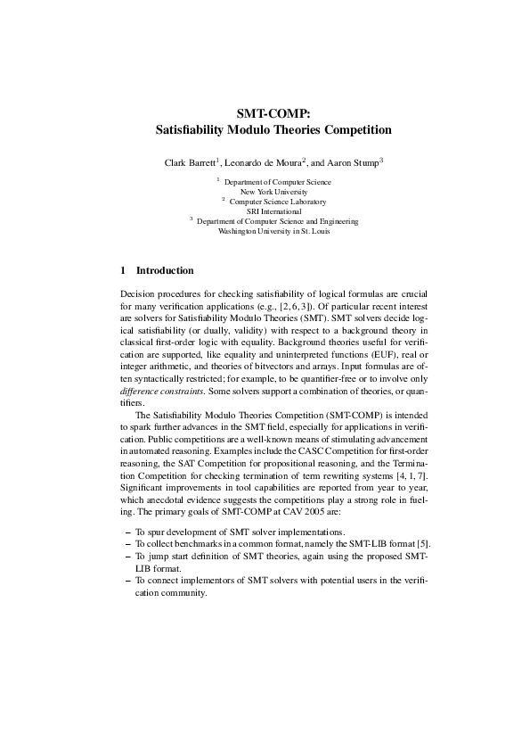 (PDF) Satisfiability modulo theories competition Clark