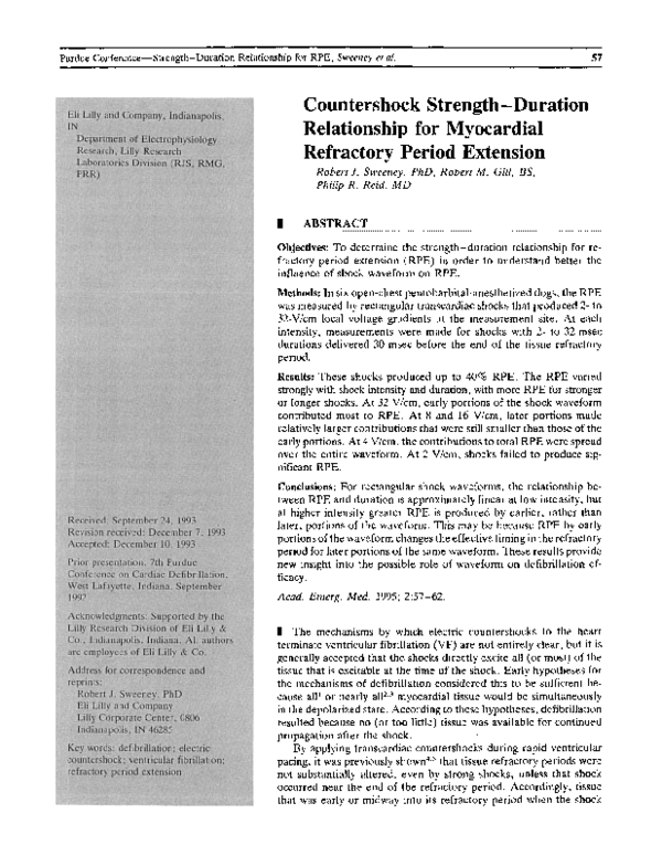 (PDF) Countershock Strength-Duration Relationship for Myocardial ...