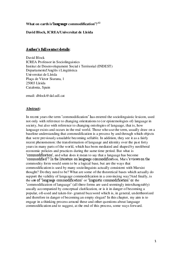 Essay on commodification picture