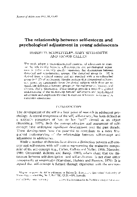 (PDF) The relationship between self-esteem and psychological adjustment ...