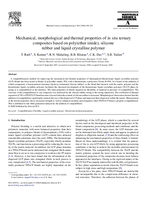 (PDF) Mechanical, morphological and thermal properties of in situ ...