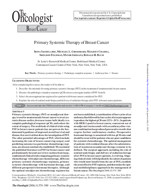 (PDF) Primary Systemic Therapy of Breast Cancer