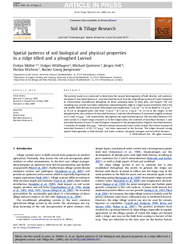 (PDF) Spatial patterns of soil biological and physical properties in a ...