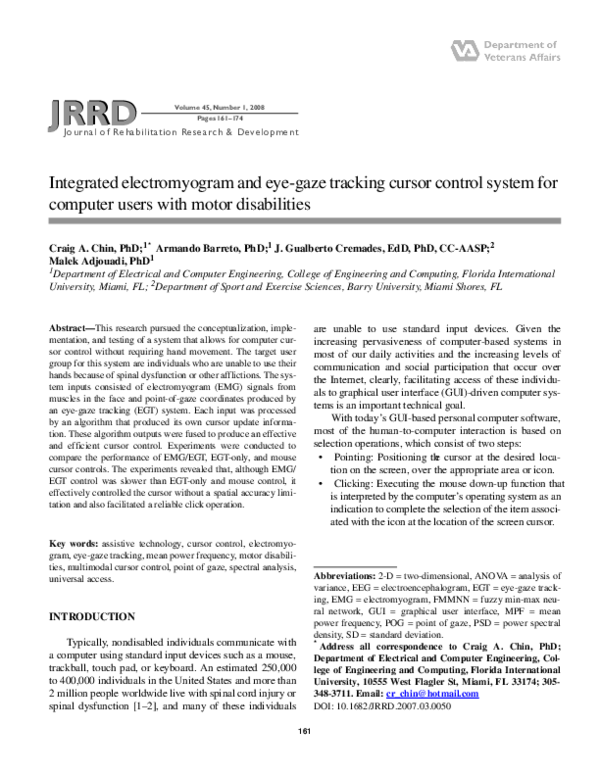 (PDF) Integrated electromyogram and eye-gaze tracking cursor control ...