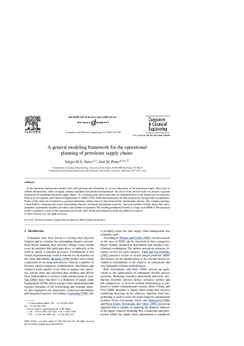 (PDF) A general modeling framework for the operational planning of ...