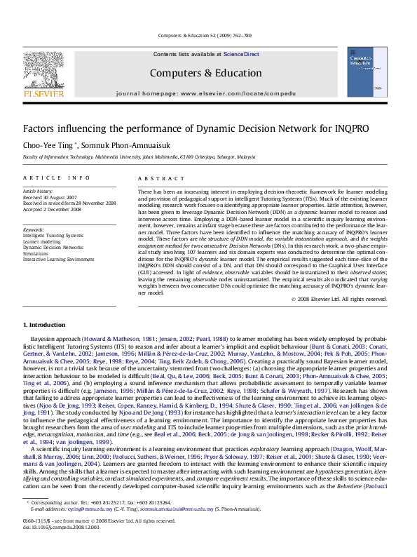 (PDF) Factors influencing the performance of Dynamic Decision Network ...