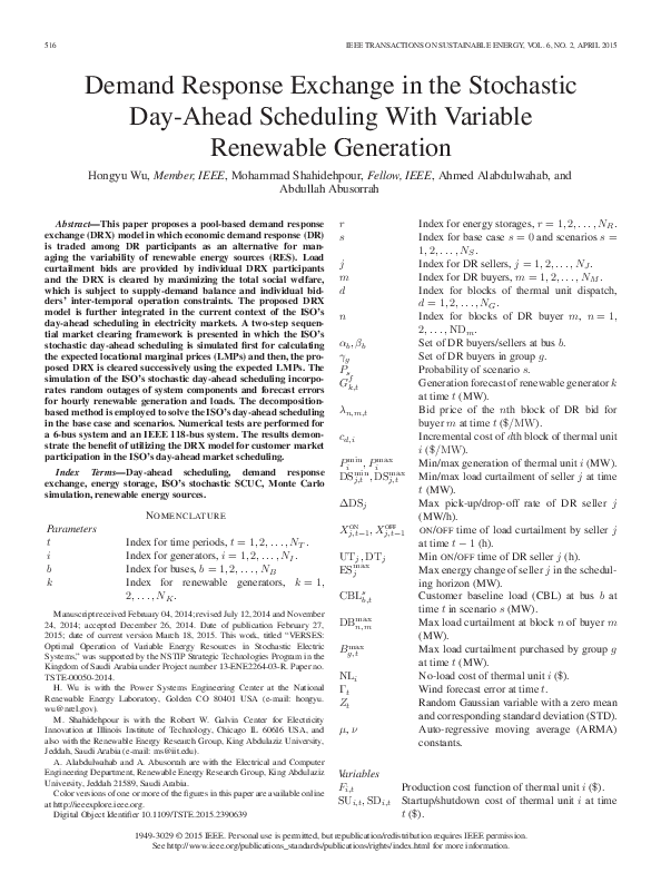 (PDF) Demand Response Exchange in the Stochastic Day-Ahead Scheduling ...