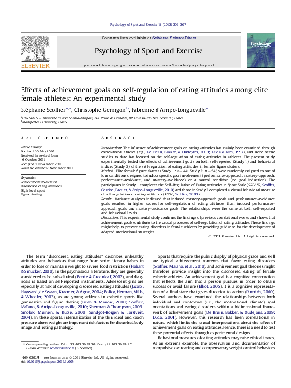 (PDF) Effects of achievement goals on self-regulation of eating ...