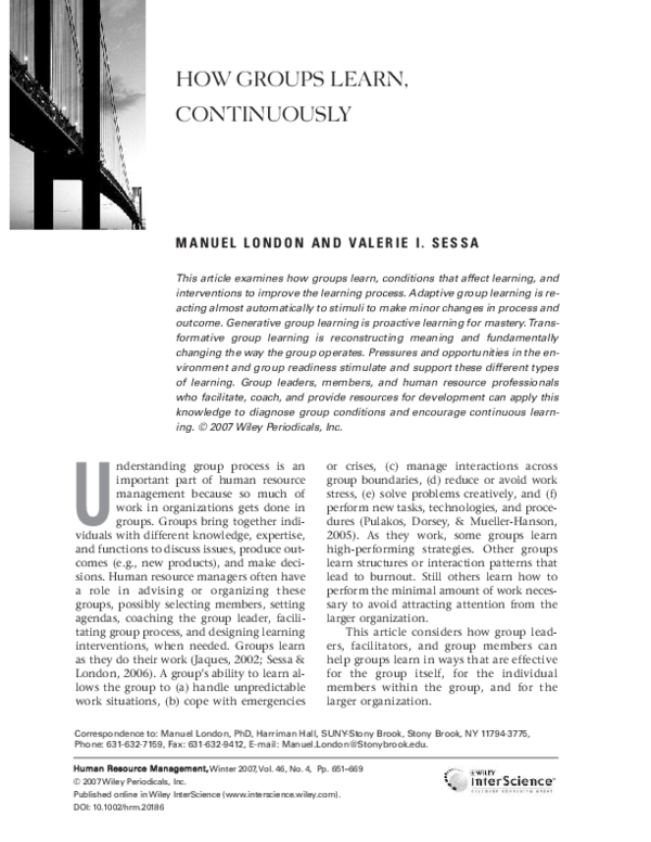 (PDF) How groups learn, continuously