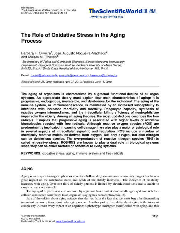 (PDF) The Role of Oxidative Stress in the Aging Process