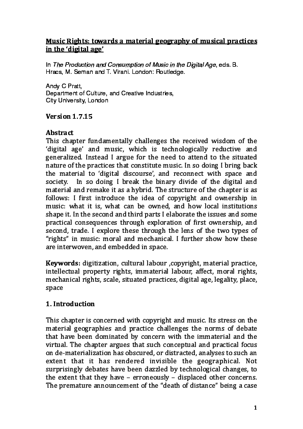 (PDF) Music rights: towards a material geography of musical practices ...