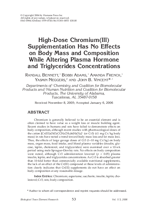 (PDF) High-dose chromium (III) supplementation has no effects on body ...