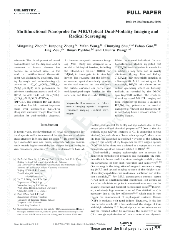 (PDF) Multifunctional Nanoprobe for MRI/Optical Dual-Modality Imaging ...
