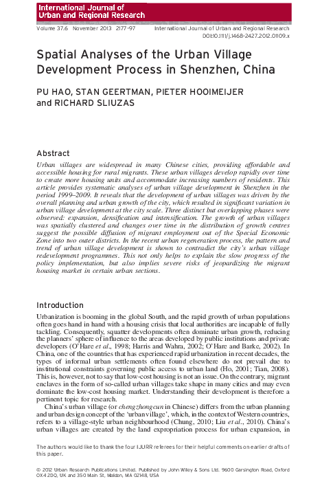 (PDF) Spatial Analyses of the Urban Village Development Process in ...