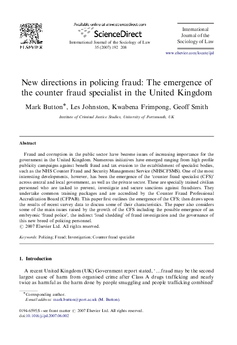 (PDF) New directions in policing fraud: The emergence of the counter