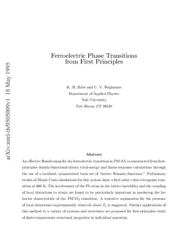(PDF) Ferroelectric phase transitions from first principles