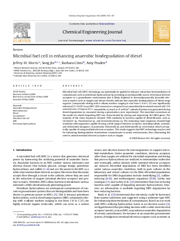 (PDF) Microbial fuel cell in enhancing anaerobic biodegradation of diesel