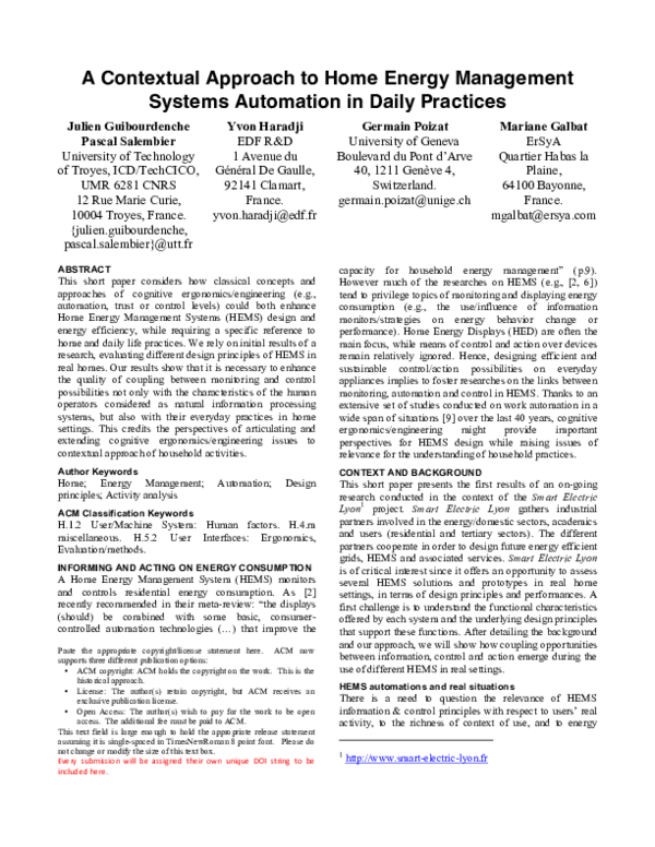 (PDF) A Contextual Approach to Home Energy Management Systems ...