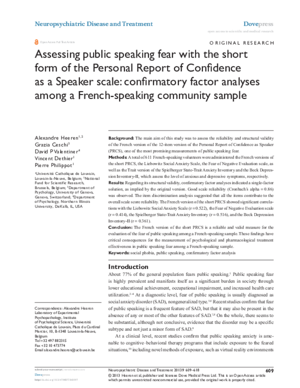  pdf assessing public speaking fear with the short form of the