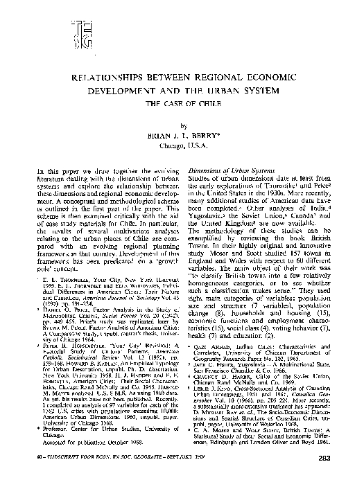 (PDF) Relationships Between Regional Economic Development and the Urban ...