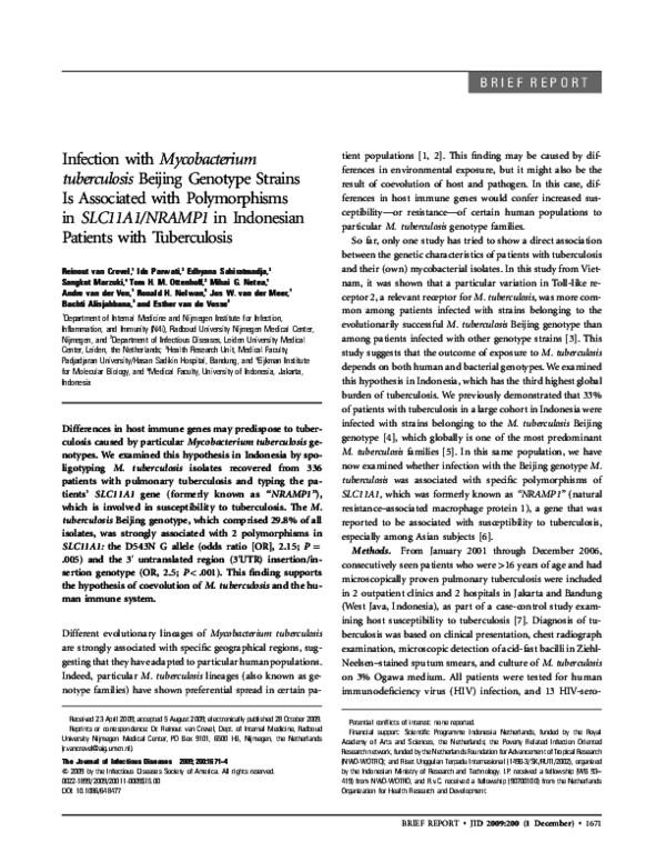 (PDF) Infection with Mycobacterium tuberculosis Beijing Genotype ...