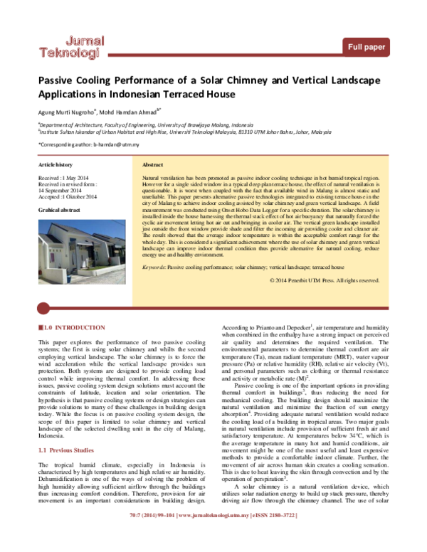 (PDF) Passive Cooling Performance of a Solar Chimney and Vertical ...