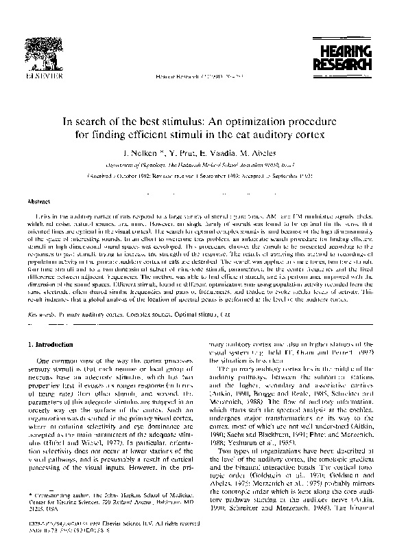 (PDF) In search of the best stimulus: An optimization procedure for ...