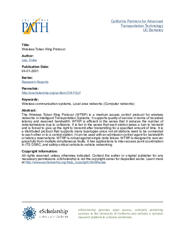 (PDF) Wireless Token Ring Protocol