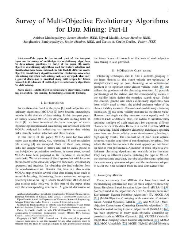 (PDF) A survey of multiobjective evolutionary algorithms for data ...