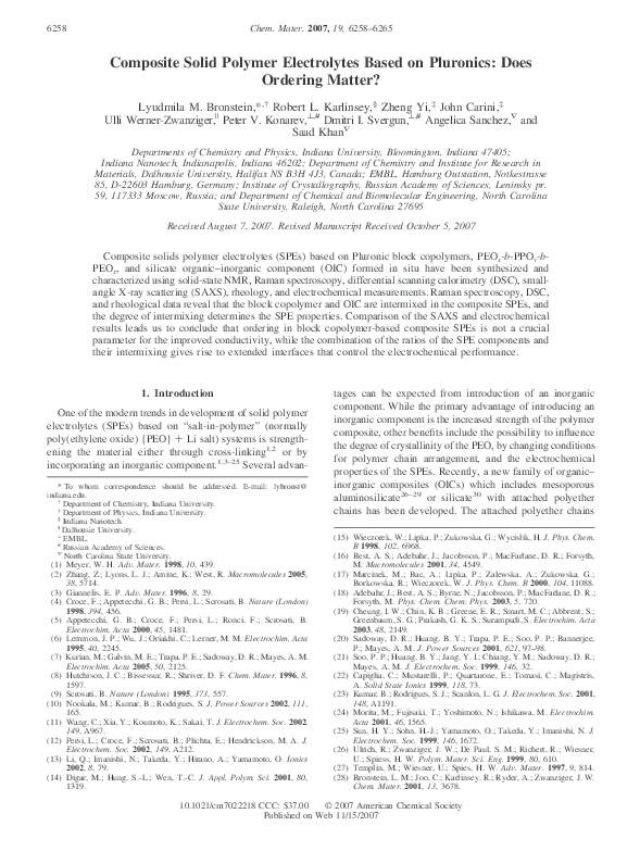 (PDF) Composite Solid Polymer Electrolytes Based on Pluronics: Does ...