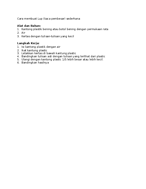 Doc Cara Membuat Lup Kaca Pembesar Sederhana Key Umma1 Academia Edu