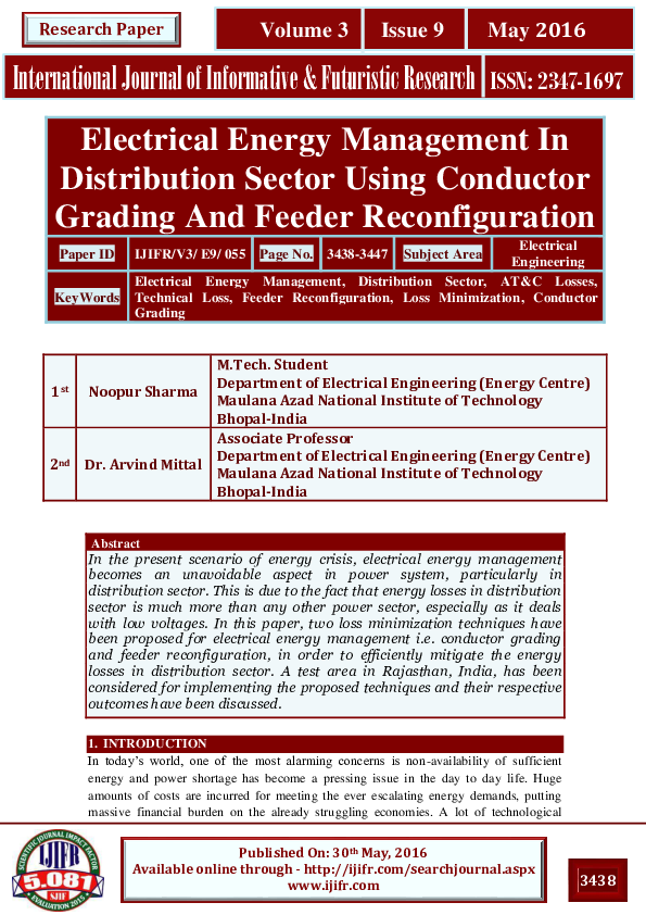 Pdf Electrical Energy Management In Distribution Sector Using
