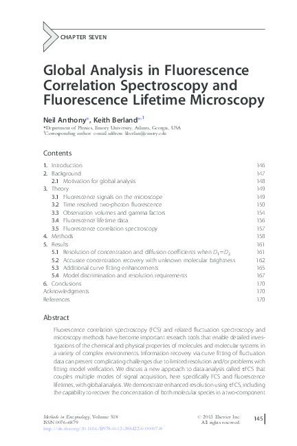 (PDF) Global Analysis in Fluorescence Correlation Spectroscopy and ...