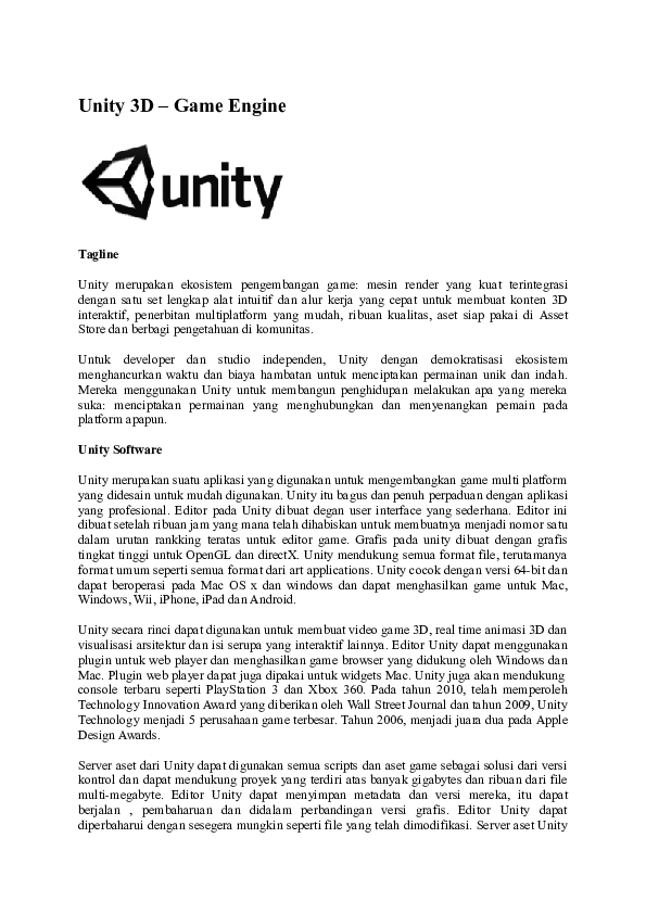  DOC Unity 3D Game Engine Agung Prajuhana Putra Academia edu