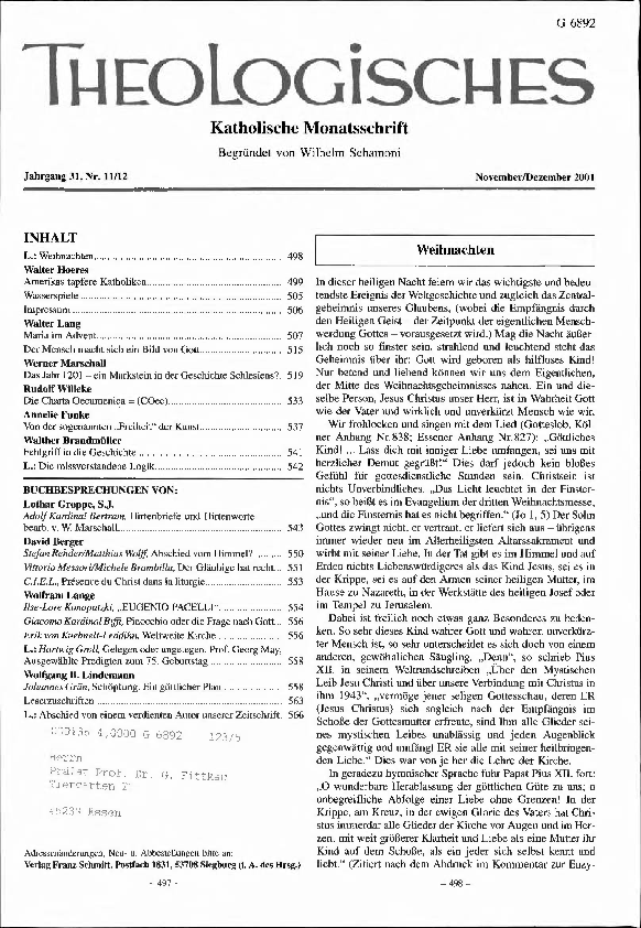 (PDF) Rezension von Johannes Grün, Schöpfung. Ein göttlicher Plan. (Book review of Grün ...