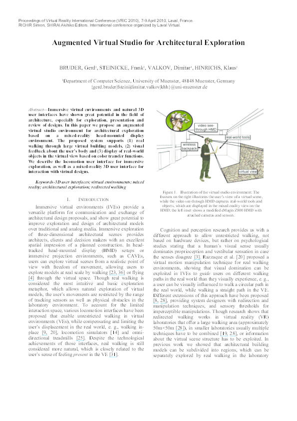(PDF) Augmented Virtual Studio for Architectural Exploration