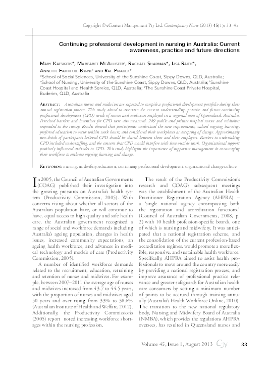 (PDF) Continuing Professional Development in Nursing in Australia ...
