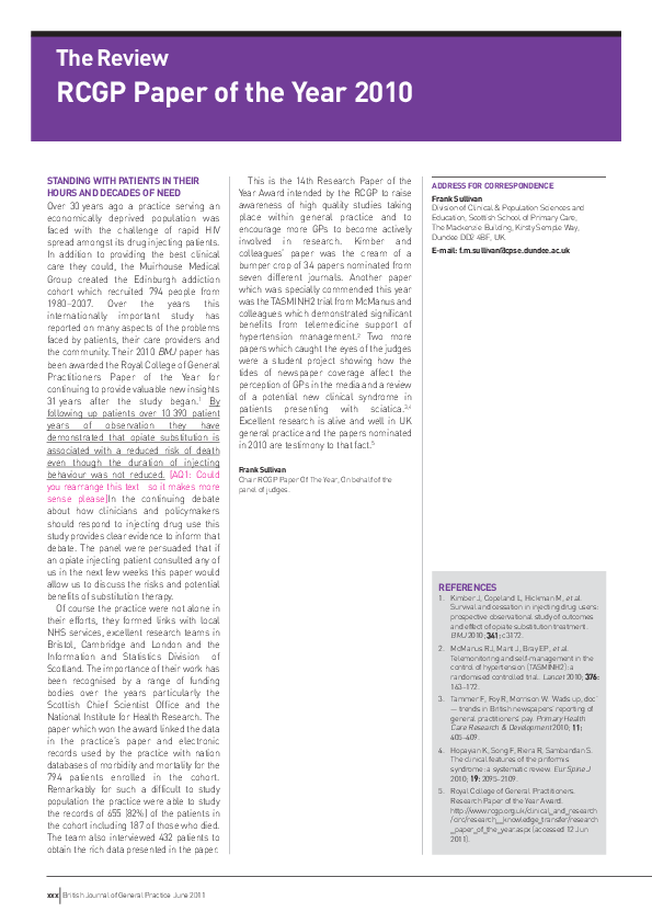 (PDF) 2010 RCGP & Novartis Research Paper of the Year