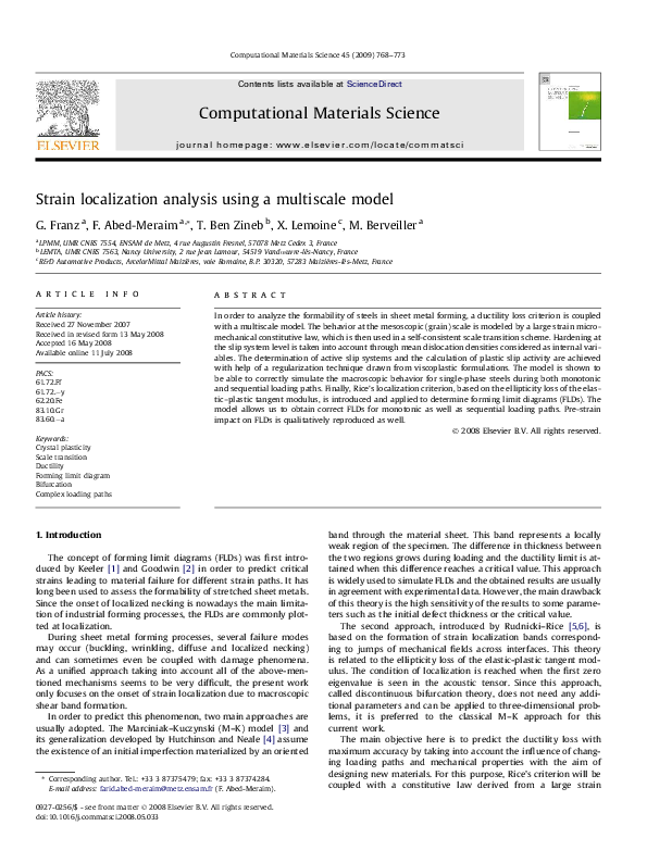 (PDF) Strain localization analysis using a multiscale model
