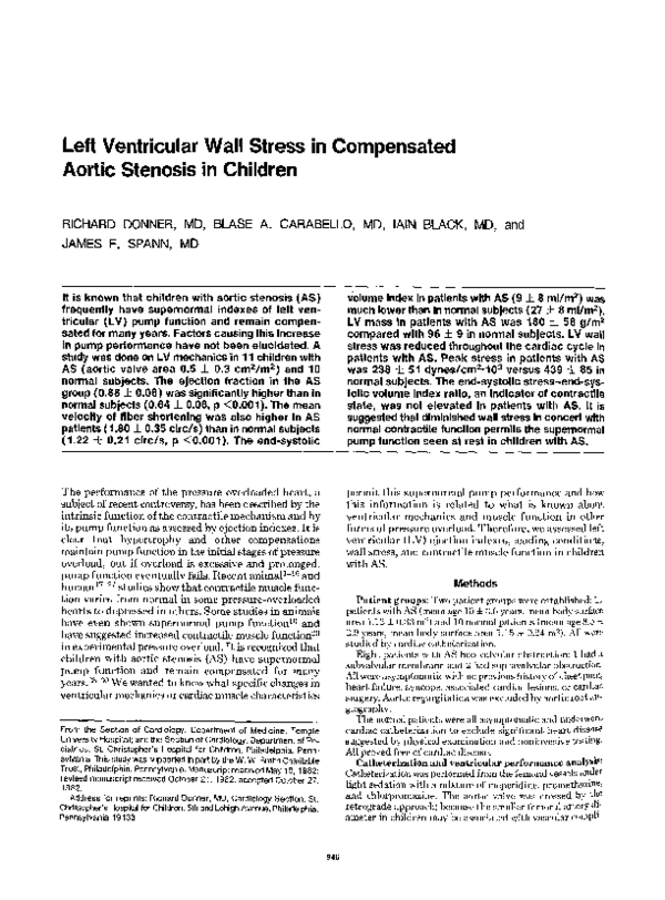 (PDF) Left ventricular wall stress in compensated aortic stenosis in ...