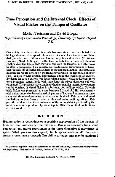 (PDF) Time perception and the internal clock: Effects of visual flicker ...
