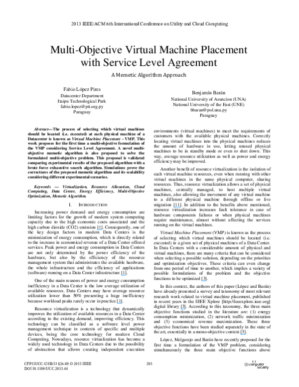 (PDF) Multiobjective Virtual Machine Placement with