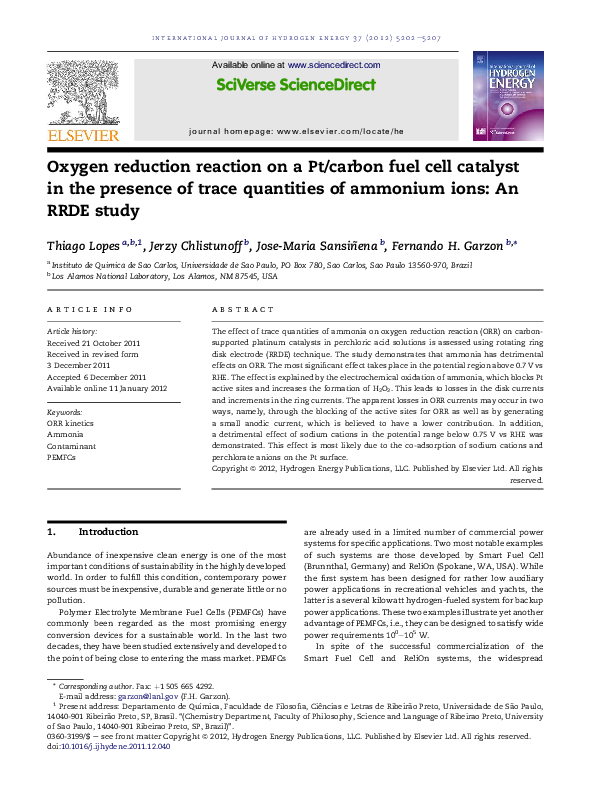 (PDF) Oxygen reduction reaction on a Pt/carbon fuel cell catalyst in ...