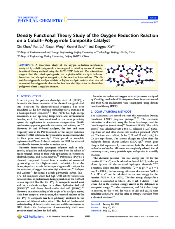 (PDF) Density Functional Theory Study of Oxygen Reduction Activity on ...